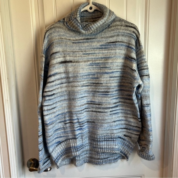 Mexx Sweaters - Mexx Blue Stripe Turtleneck Sweater Large L